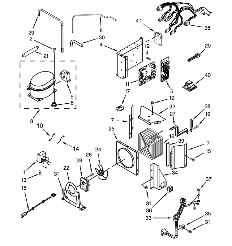 Upper Unit Diagram and Parts List for DYF48BIWS00  Dacor Refrigerator