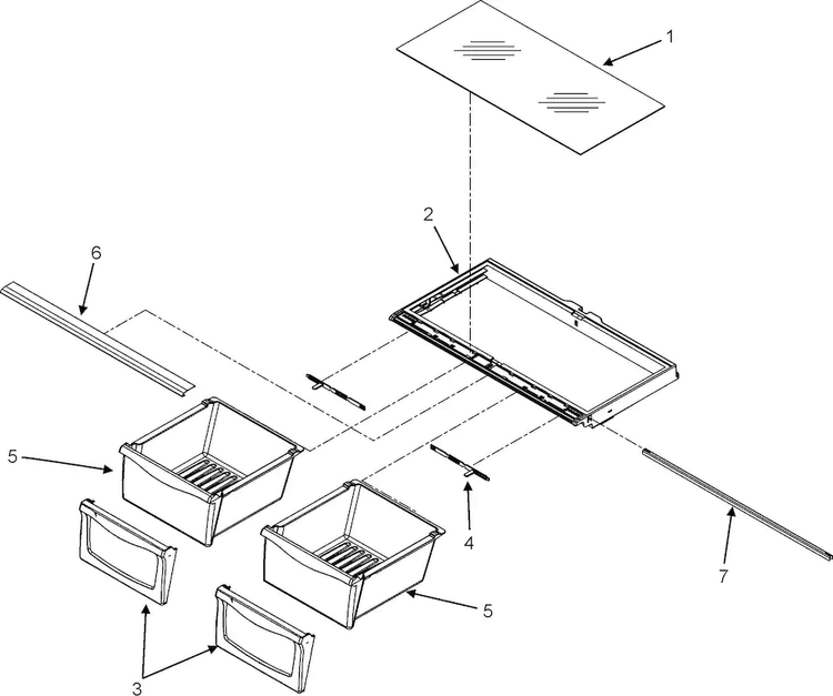 Crisper Assembly Diagram and Parts List for EF36RNDFSS  Dacor Refrigerator