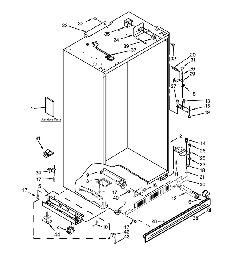 Cabinet Parts Diagram and Parts List for DYF48BNDI00  Dacor Refrigerator