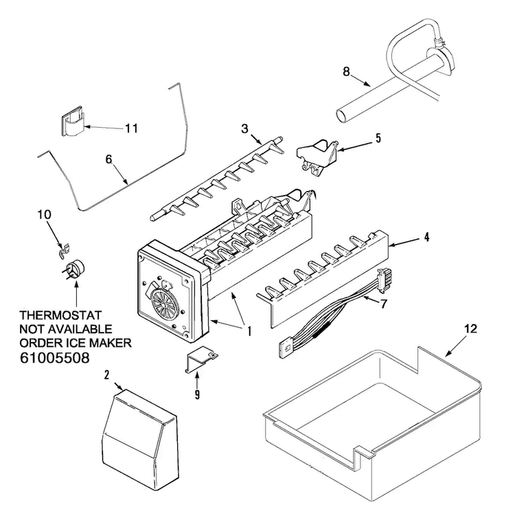 Ice Maker Diagram and Parts List for EF36BNDFSS  Dacor Refrigerator