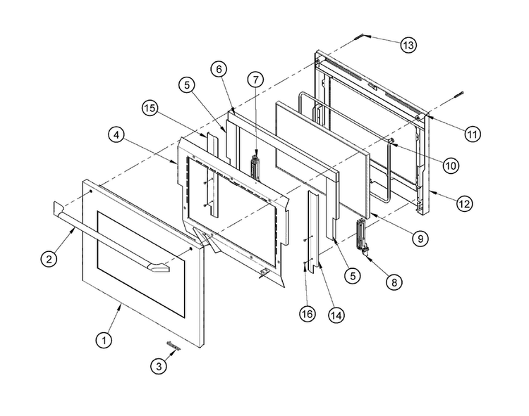 Door Assy Diagram and Parts List for RO230FS  Dacor Wall Oven