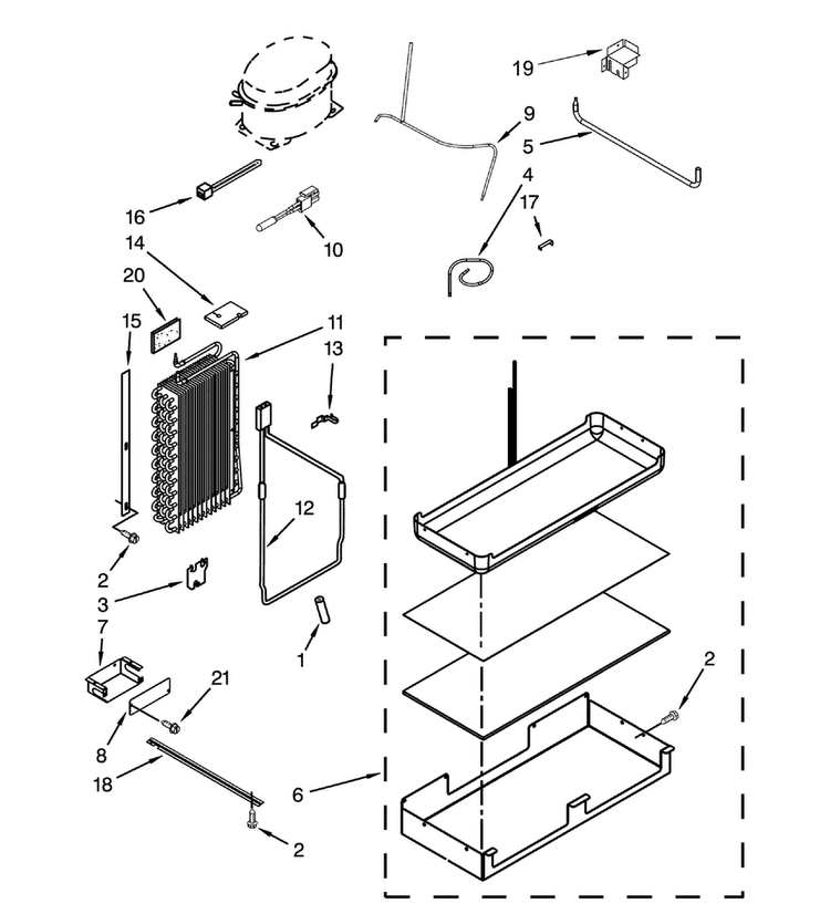 Lower Unit/tube Diagram and Parts List for DYF48BIWS00  Dacor Refrigerator