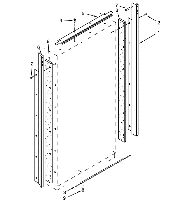 Cabinet Trim Diagram and Parts List for DYF42BIWS00  Dacor Refrigerator