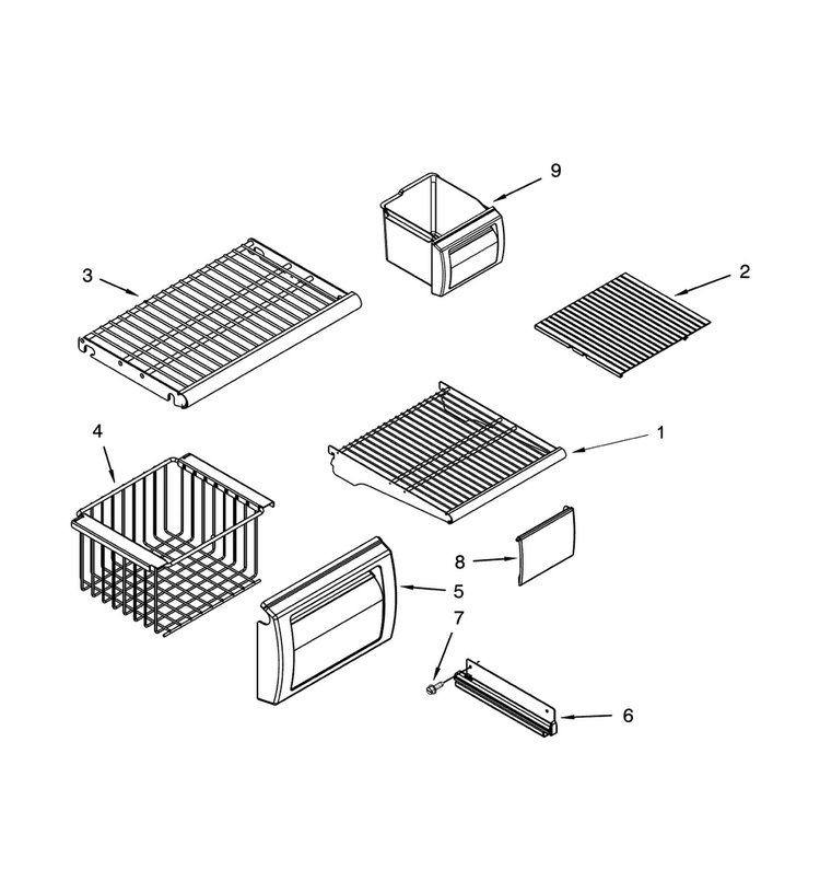 Fre Shelf Parts Diagram and Parts List for DYF48BNDI00  Dacor Refrigerator
