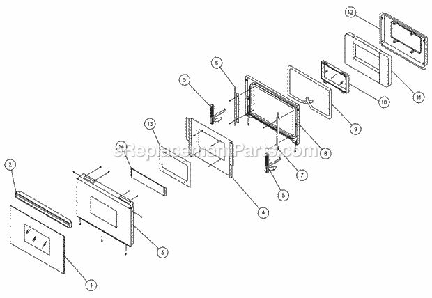 Door assy Parts Diagram and Parts List for MCS130  Dacor Wall Oven
