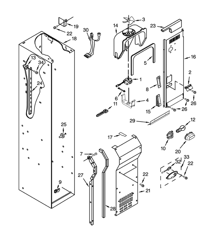 Fre Liner Parts Diagram and Parts List for DYF48BNDI00  Dacor Refrigerator