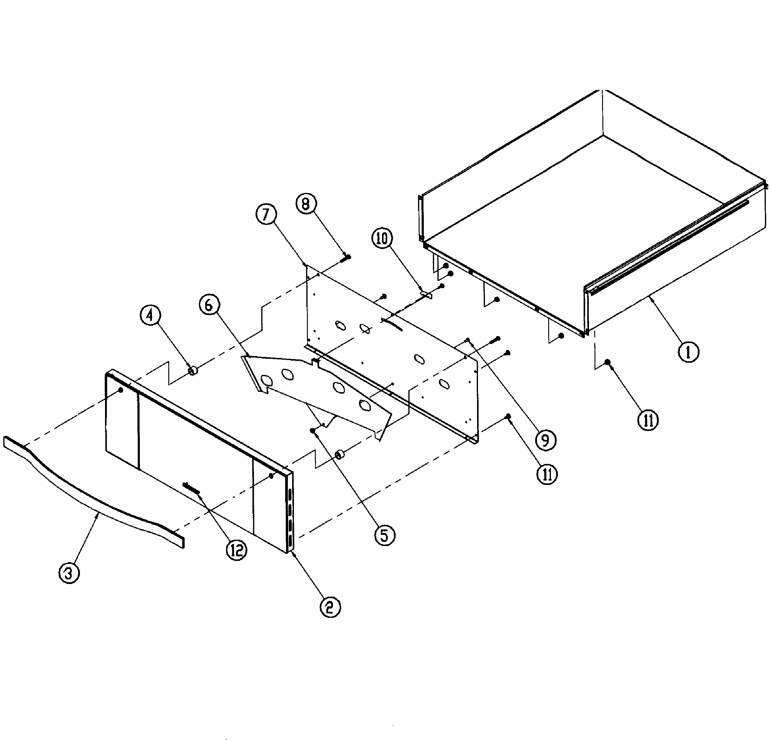 Drawer Assy Diagram and Parts List for RWDV30  Dacor Warming Drawer