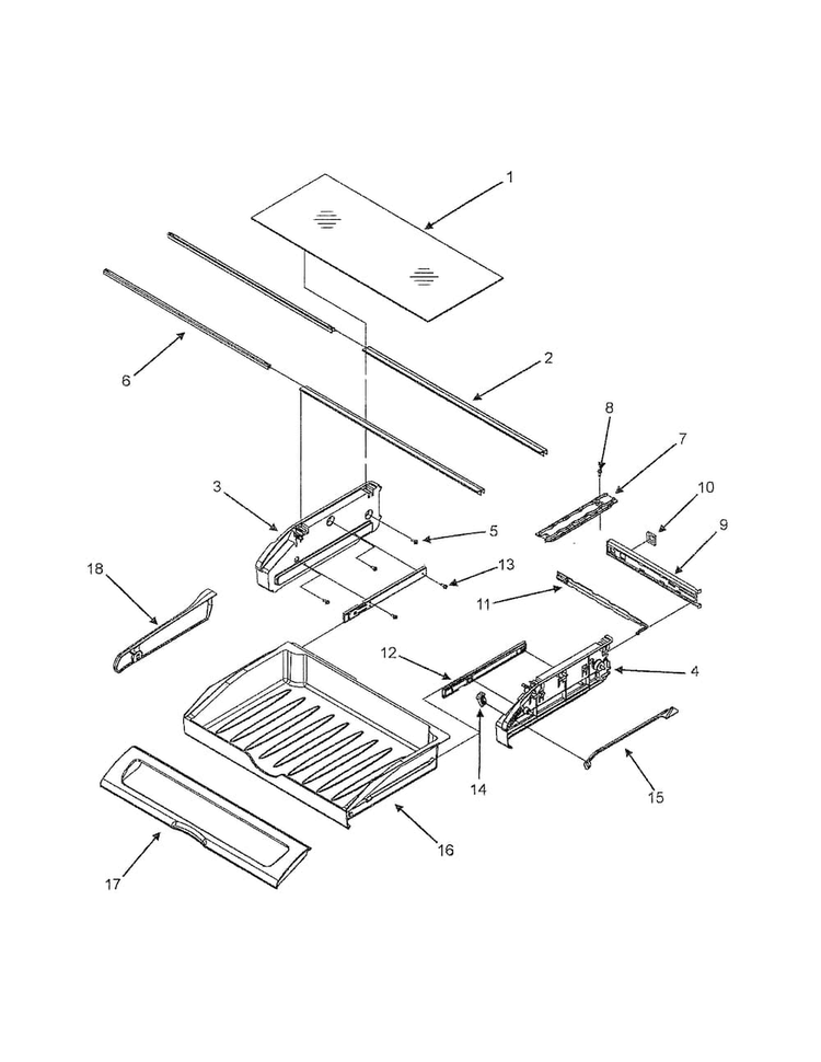 Pantry Assembly Diagram and Parts List for EF36BNDFSS  Dacor Refrigerator
