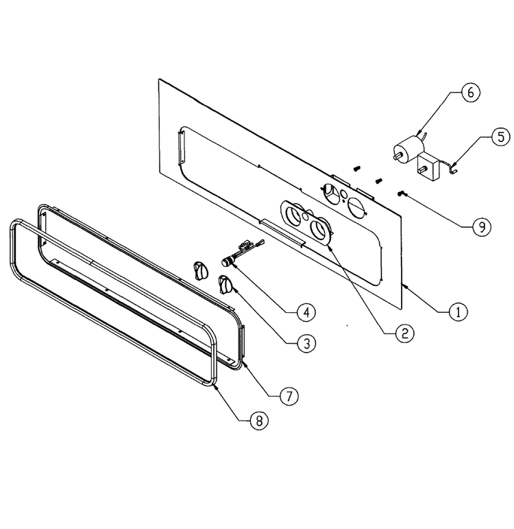 Front Frame Diagram and Parts List for PW30  Dacor Warming Drawer