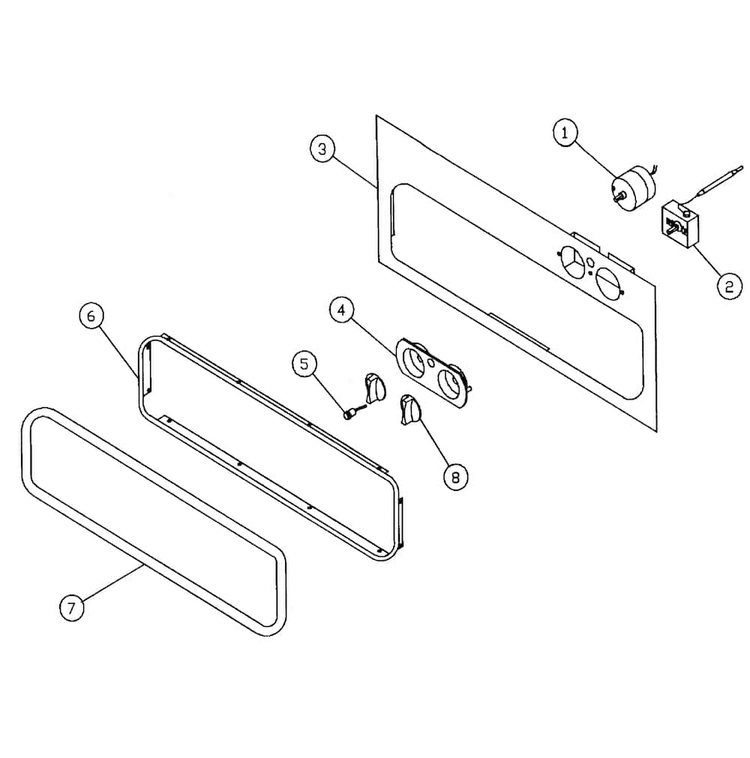 Front Frame Diagram and Parts List for EWO24  Dacor Warming Drawer