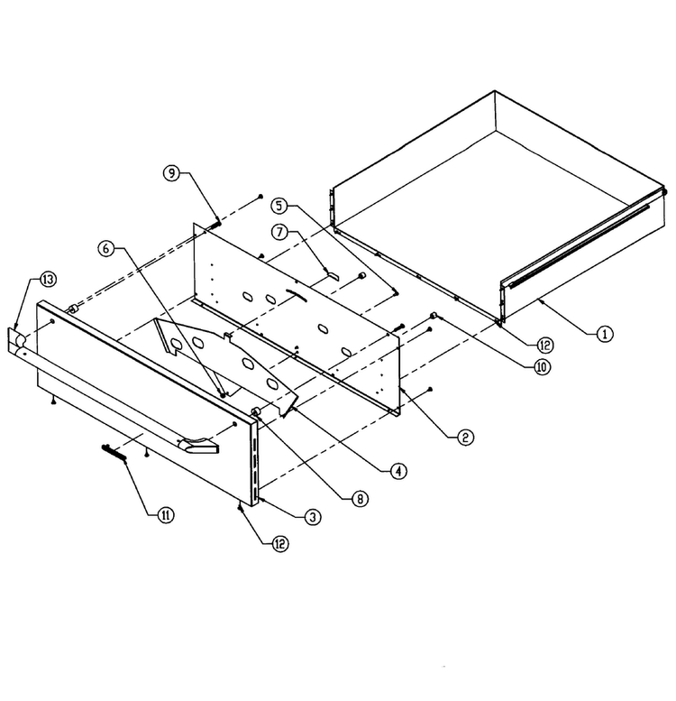 Drawer Assy Diagram and Parts List for EW30  Dacor Warming Drawer