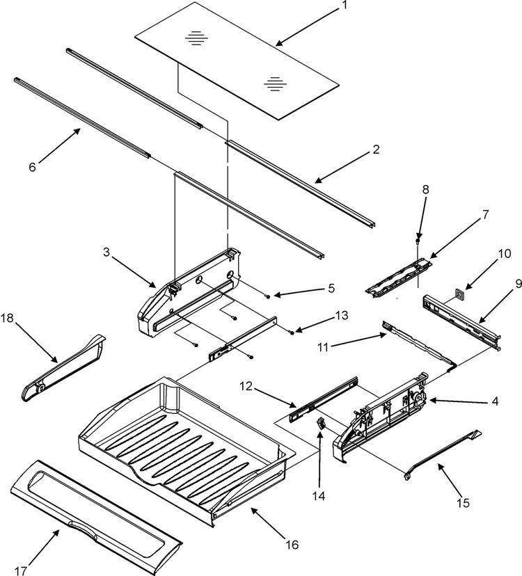 Pantry Assembly Diagram and Parts List for EF36RNDFSS  Dacor Refrigerator