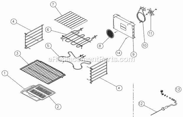 Inside cell Parts Diagram and Parts List for MCS130  Dacor Wall Oven