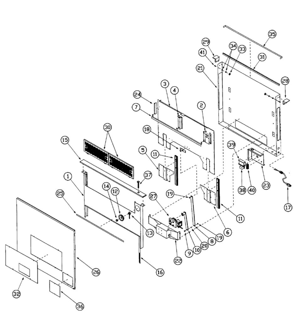 Raised Vent Diagram and Parts List for ERV3015  Dacor Range Hood