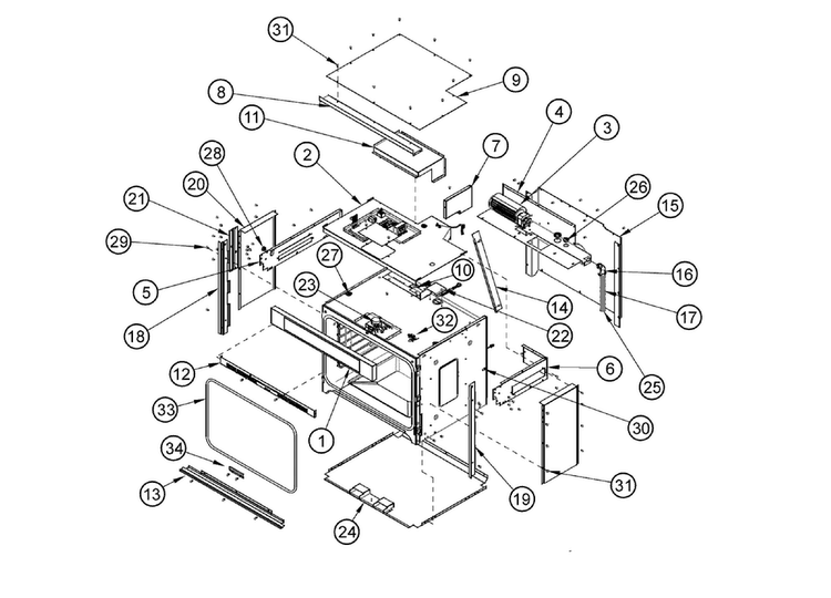 Chassis Diagram and Parts List for RO130FS  Dacor Wall Oven
