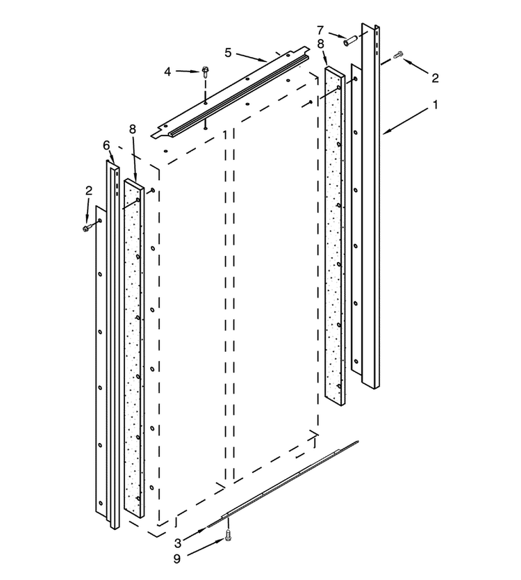 Cabinet Trim Diagram and Parts List for DYF48BIWS00  Dacor Refrigerator
