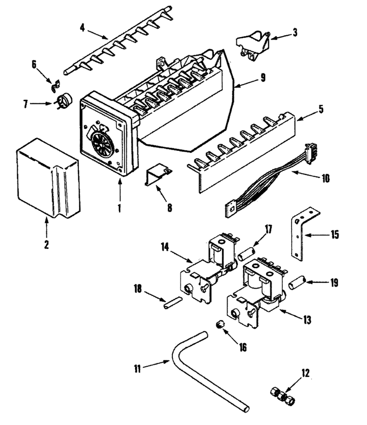 Ice Maker Diagram and Parts List for EF48BNDBSS  Dacor Refrigerator