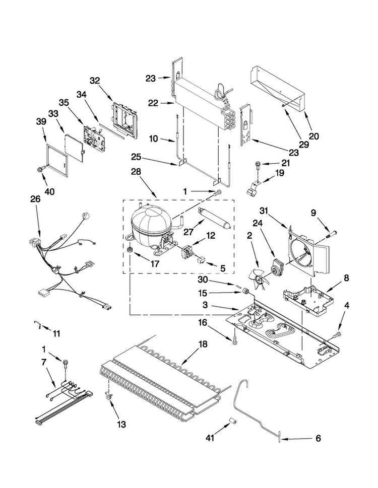 Unit Parts Diagram and Parts List for EF36BNNFSS11  Dacor Refrigerator