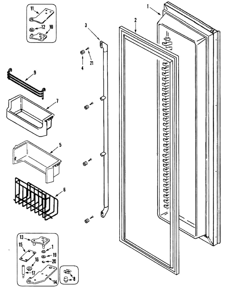 Left Door Diagram and Parts List for EF48BNDBSS  Dacor Refrigerator