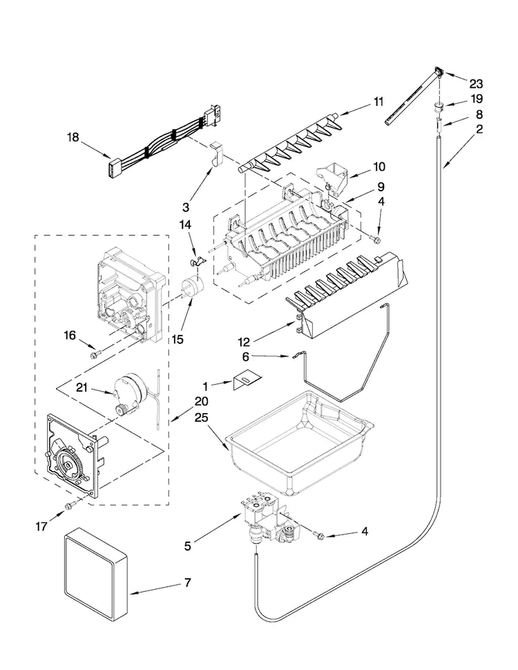 Icemaker Parts Diagram and Parts List for EF36BNNFSS11  Dacor Refrigerator