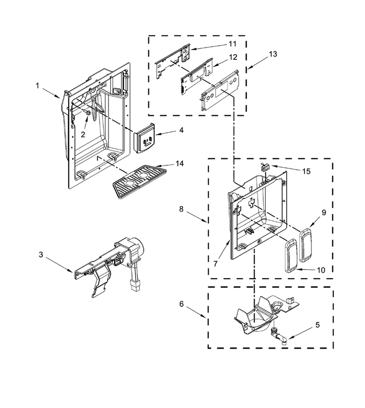 Dispenser Diagram and Parts List for DYF42BIWS00  Dacor Refrigerator