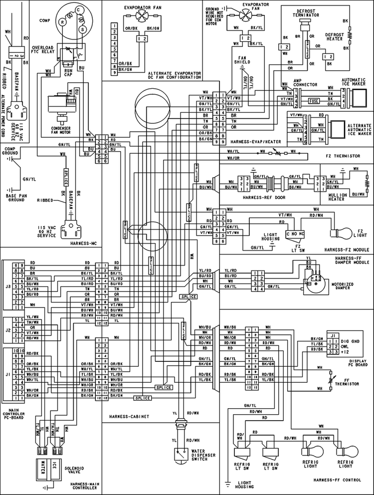 Wiring Information Diagram and Parts List for EF36RNDFSS  Dacor Refrigerator