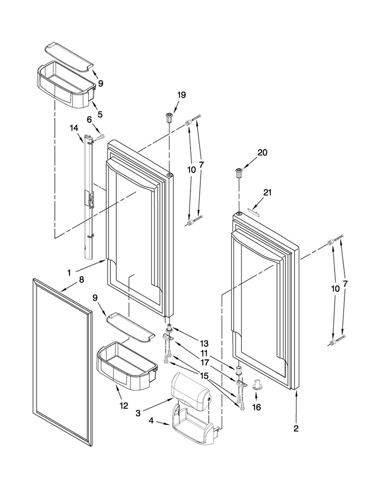Refrigerator Door Parts Diagram and Parts List for EF36BNNFSSPD  Dacor Refrigerator