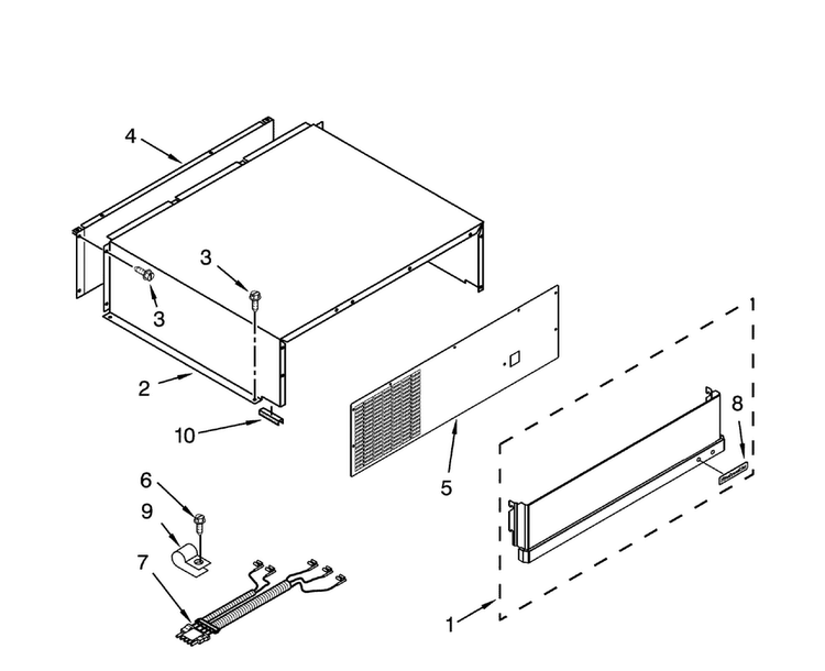 Top Grille/unit Cover Diagram and Parts List for DYF48BIWS00  Dacor Refrigerator