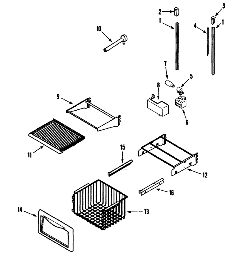 Freezer Shelves Diagram and Parts List for EF42BDCBSS  Dacor Refrigerator