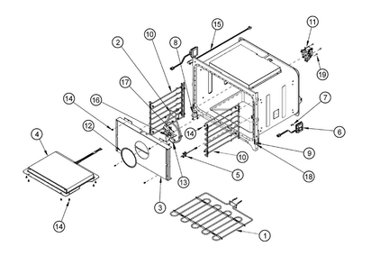Oven Cell Parts Diagram and Parts List for RO130FS  Dacor Wall Oven
