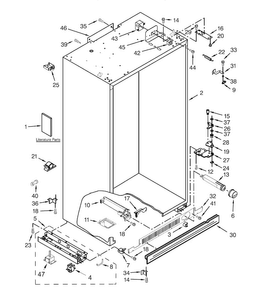 Cabinet Parts Diagram and Parts List for DYF48BIWS00  Dacor Refrigerator