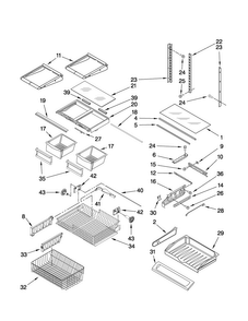 Shelf Parts Diagram and Parts List for EF36BNNFSSPD  Dacor Refrigerator