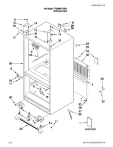 Cabinet Parts Diagram and Parts List for EF36BNNFSS11  Dacor Refrigerator