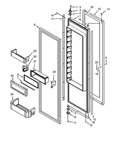 Ref Door Diagram and Parts List for DYF42BIWS00  Dacor Refrigerator