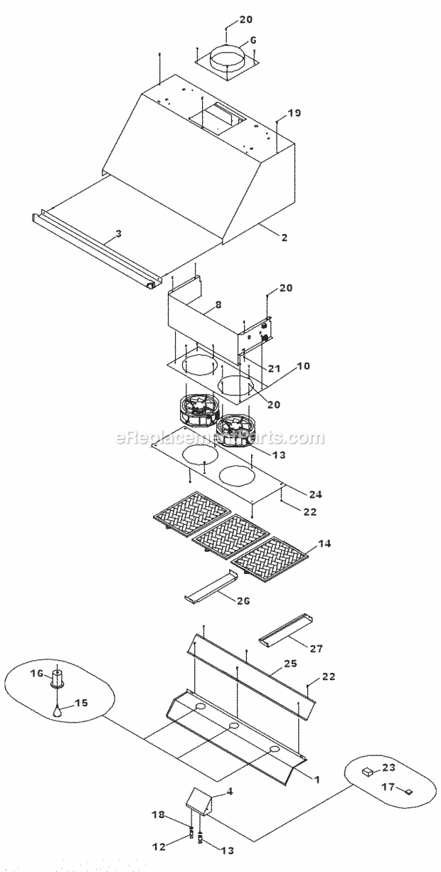 Page A Diagram and Parts List for EHD42  Dacor Range Hood