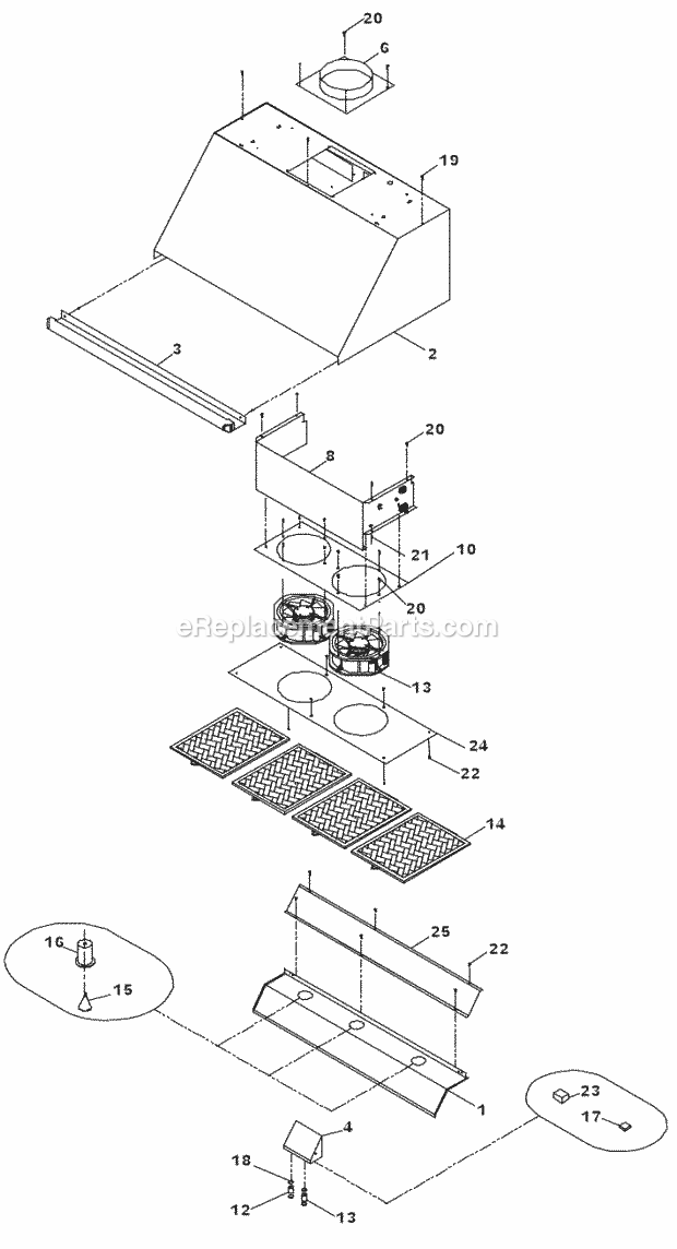 Page A Diagram and Parts List for EHD48  Dacor Range Hood