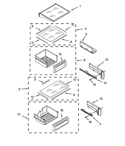Ref Shelf Parts Diagram and Parts List for DYF42BIWS00  Dacor Refrigerator
