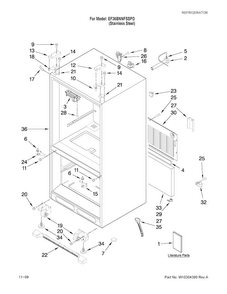 Cabinet Parts Diagram and Parts List for EF36BNNFSSPD  Dacor Refrigerator