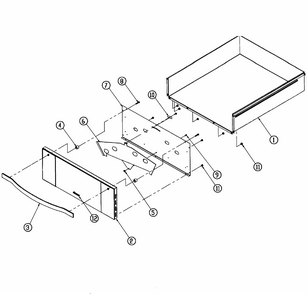 Drawer Assy Diagram and Parts List for RWDV30  Dacor Warming Drawer