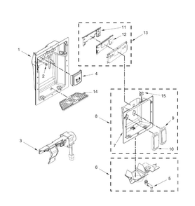 Dispenser Parts Diagram and Parts List for DYF48BIWS00  Dacor Refrigerator