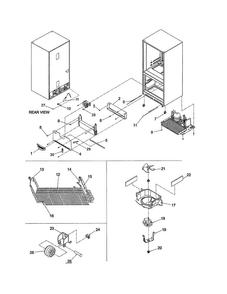 Evaporator/evap Motor/rollers Diagram and Parts List for EF36BNDFSS  Dacor Refrigerator