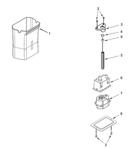 Motor & Ice Container Diagram and Parts List for DYF48BIWS00  Dacor Refrigerator