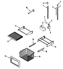 Freezer Shelves Diagram and Parts List for EF42BDCBSS  Dacor Refrigerator
