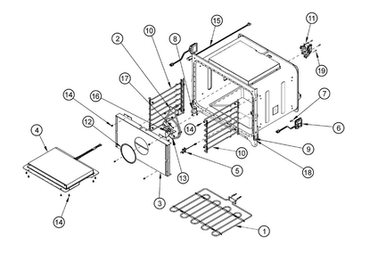 Oven Cell Parts Diagram and Parts List for RO230FS  Dacor Wall Oven