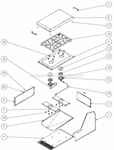 Side Burner Diagram and Parts List for EOG52  Dacor Grill Accessories