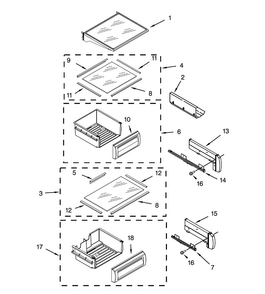 Refrigerator Shelf Diagram and Parts List for DYF48BIWS00  Dacor Refrigerator