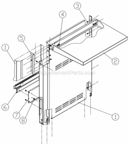 Right Side Panel Diagram and Parts List for OGC52  Dacor Grill Accessories