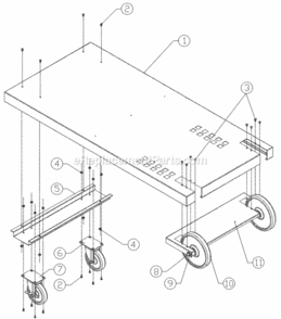 Bottom Panel Assy. Diagram and Parts List for OGCW52  Dacor Grill Accessories