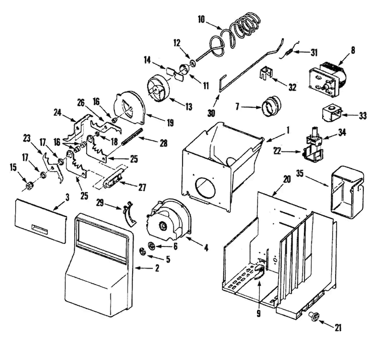 Ice Bin Diagram and Parts List for EF48BDCBSS  Dacor Refrigerator