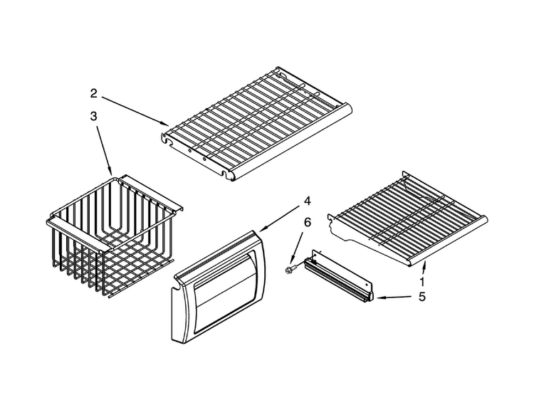 Freezer Shelf Diagram and Parts List for DYF48BIWS00  Dacor Refrigerator